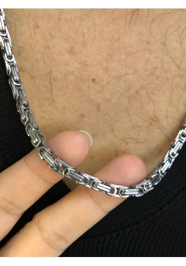 4.5mm Kral Erkek Çelik Beyaz Kolye Işıklı Kutuda Sevgiliye Eşe Babaya Kolye Beyaz