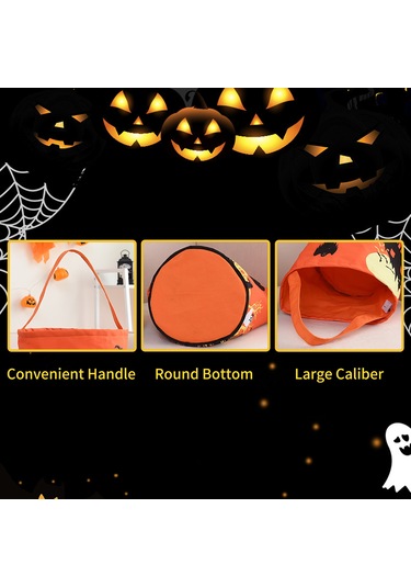 Kosona Halloween Işıklı Led Sepet, 3 Işık Modu Hızlı/ Yavaş Parıltı/ Sürekli Açık , El Kolu, Askıya Alınabilir, Kadife Malzeme, Şeker Ve Hediyeler İçin, 1 Adet, Lr44 Pil Dahil Siyah