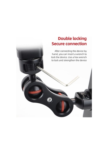 Teltree Siyah Alüminyum Fleksibl Kamera Braketi - Çift 1/4" Vida Bağlantısı, İki Top 360 Döner Mikrofon/monitör/led Işık Tutucu