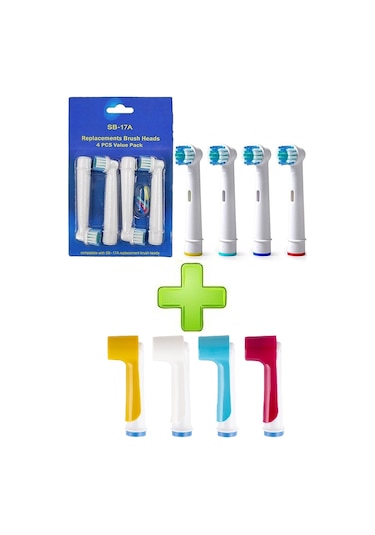 Oral-B Şarjlı Diş Fırçası Uyumlu 4 Adet Yedek Başlık 4 Adet Kapak