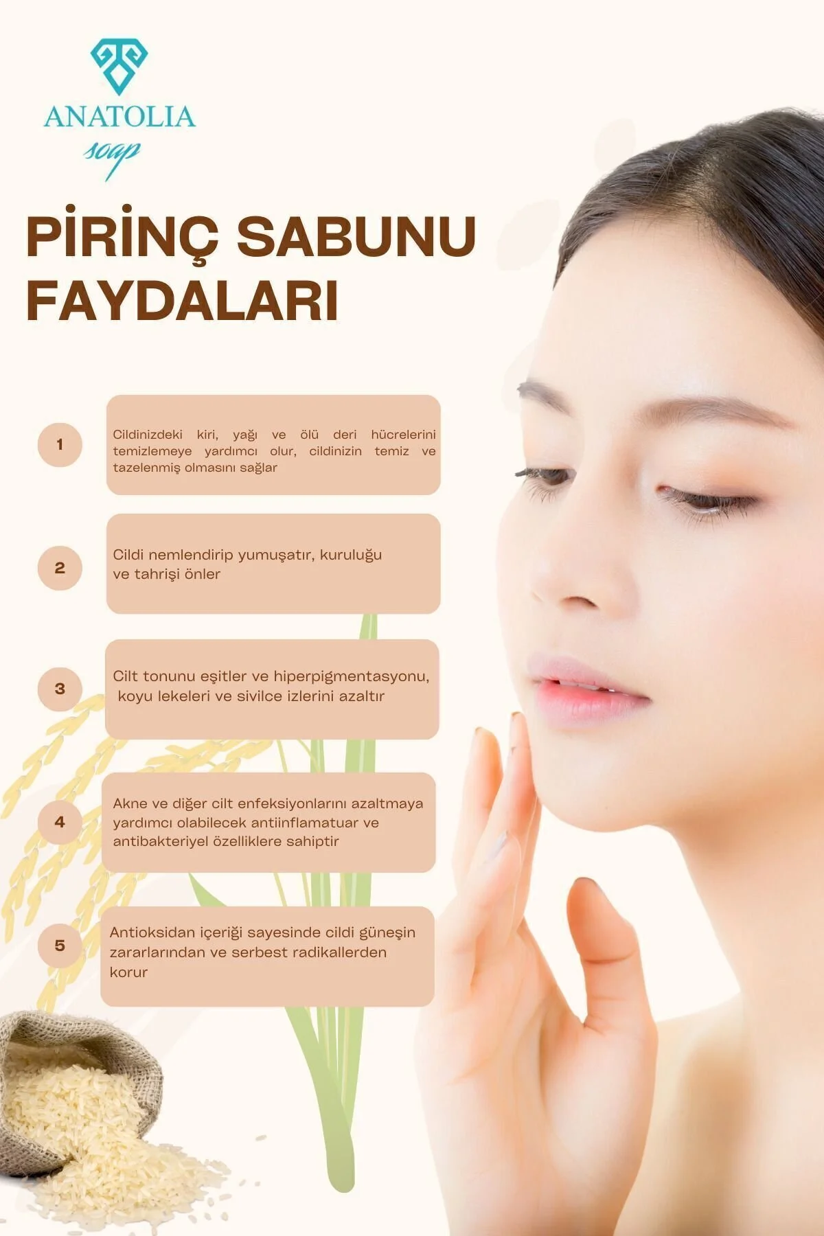 Anatolia Soap Pirinç Sabunu, Beyazlatıcı Serum Etkisi Pirinç