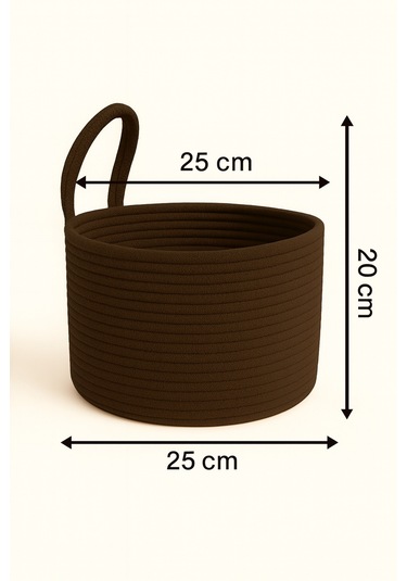 Asep Askılı Halat El Dokuma Banyo Sepeti 25x20cm Duvara Asılabilir Çok Amaçlı Düzenleyici Ve Saklama Kahverengi