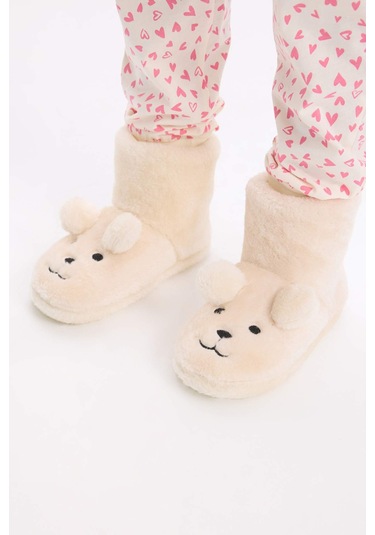 DeFacto Kız Çocuk Düz Taban Panduf D3444A824WNBG47 Bej