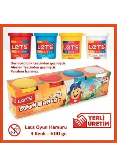 Lets Oyun Hamuru Antibakteriyel 4 Renk 600 Gr L8340