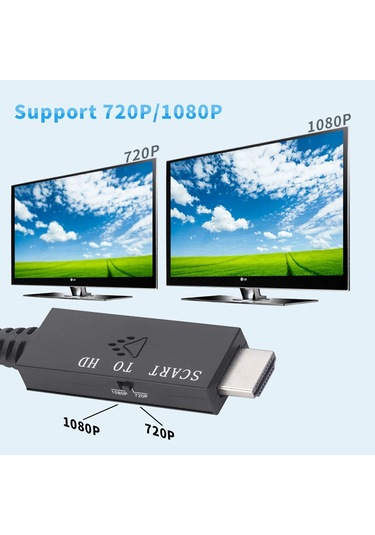 Sones Scart - Hdmı Uyumlu Dönüştürücü Video Ses Adaptör Kablosu Siyah