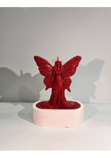 Red Lara Candle -el Yapımı Mum Beyaz-Kırmızı