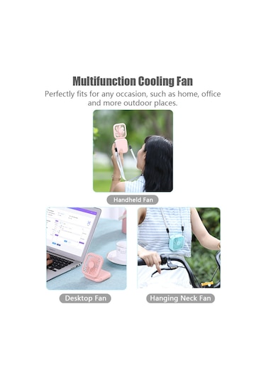 Vkemall Fan Katlanabilir Boyun Askılı Küçük Vantilatör, Cep Telefonu Şarj Fonksiyonu, Üç Rüzgar Hızıyl