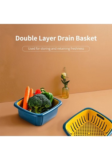 Pazly Çift Katlı Pembe Sebze-meyve Saklama Kutusu Pp Malzeme, 220x220x110mm, Şeffaf Kapak, Optik Süzgeçli Pembe