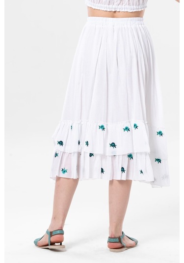 Lavinya Vual Nakışlı Uzun Yazlık Etek Beyaz Byz-beyaz Beyaz