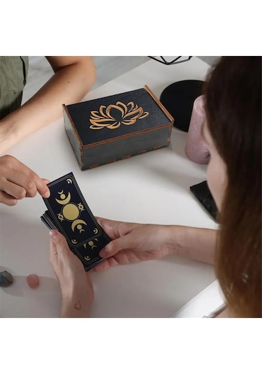 Tarot Kartı Kutusu Vintage Ahşap Biblo Kutusu Mücevher Kutusu C
