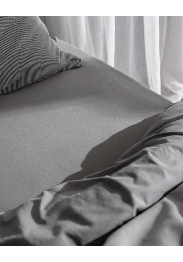 Marly Tek Kişilik %100 Pamuk Penye Lastikli Nevresim Takımı - Gri 8684427198940 Gri