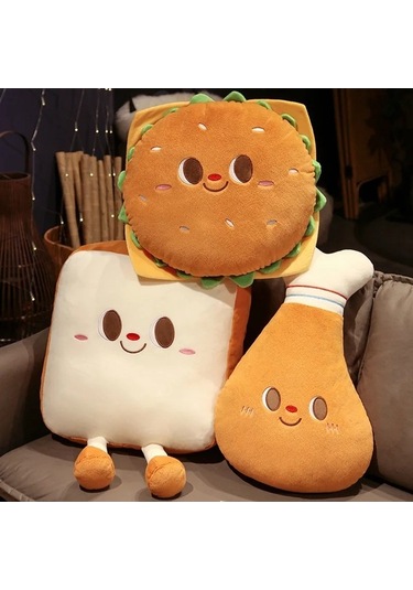 Zyzqstore Kızarmış Tavuk Burger Peluş Oyuncak, Süper Yumuşak, Çok Renkli, Tam Peluş Burger Çok Renkli