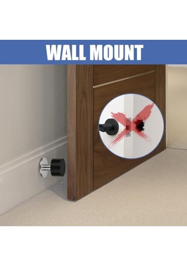 Pazly Yapışkanlı Paslanmaz Çelik Kapı Durdurucu - Ses Yalıtımlı 2'li Set, Kapsamlı Ses Yalıtımı