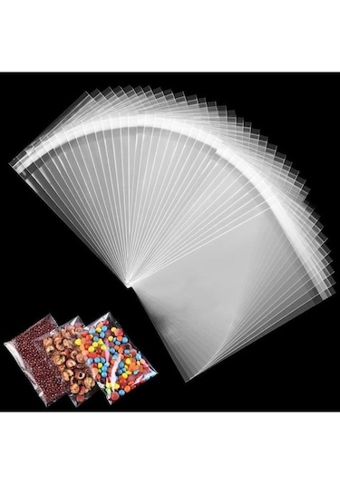 100 Adet 8x12 Kendinden Yapışkanlı Açılıp Kapanabilir Şeker Kurabiye Şeffaf Plastik Poşet Torba