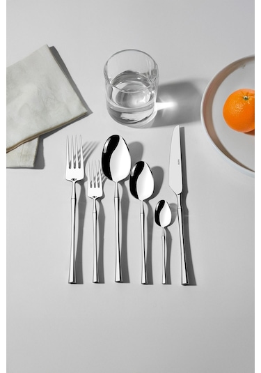 Nehir Marbella 36 Parça Çatal Kaşık Bıçak Seti Takımı 6 Kişilik Paslanmaz Çelik Gri