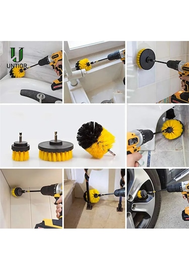 Pratik 3lü Matkap Ucu Banyo Küvet Duşakabin Araba Tekerliği Koltuk Yıkama Temizleme Fırçası