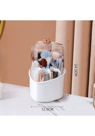 Novahub Döndürülebilir Kozmetik Kutu, Beyaz Kalp Makyaj Organizatörü Beyaz