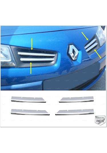 Renault Megane 2 Krom Ön Panjur 4 Prç. P.Çelik 2006-2009 Arası