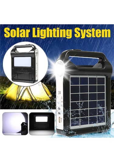 Techtic Kamp Lambası Solar El Feneri Güneş Enerjili Kamp Feneri Siyah