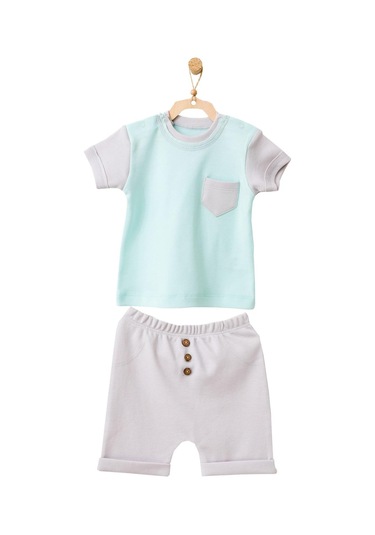 Andywawa Erkek Bebek Mint Rengi Cepli Alt Üst Şort Takım Ac21772r 001
