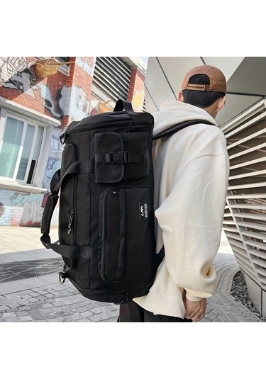 Sandwich Motion003 Siyah Erkek Spor Çantası Omuz Askılı Büyük Kapasiteli Çapraz Bag Gym Seyahat Siyah