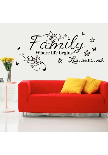 Hombey Siyah Pvc Çiçekli Sarma Duvar Sticker, Su Geçirmez, Kolay Uygulama, 57x28cm, Odalar İçin Dıy Dekorasyon