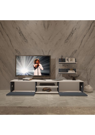 Decoraktiv Eko 4 Mdf Dvd Tv Ünitesi Tv Sehpası Beyaz - Antrasit