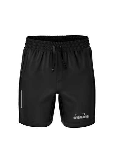 Diadora Mundial 21 Çocuk - Likralı Fermuar Cepli Siyah Micro Şort