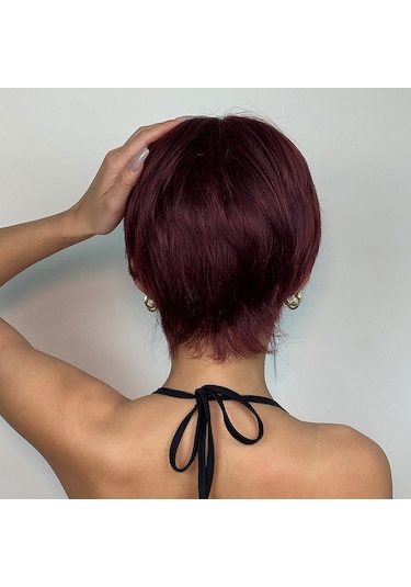 Kadın Perukları Kısa Katmanlı Peri Kesim Peruklar Saç Bantlı Doğal Görünümlü Kabarık Saç Peruk