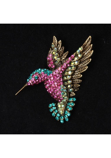 Suntek Vintage Diamante Güzel Hummingbird Hayvan Broş Pin Giyim