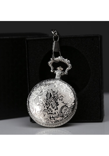 Özel Kutulu Rakamlı Gümüş Köstekli Saat ANTRASİT RENK