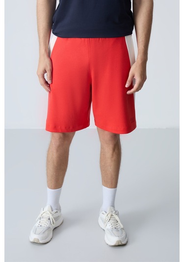 Tommy Life Fiesta Pamuklu Kalın Yumuşak Dokulu Standart Fit Basic Erkek Şort - 81280 Kırmızı