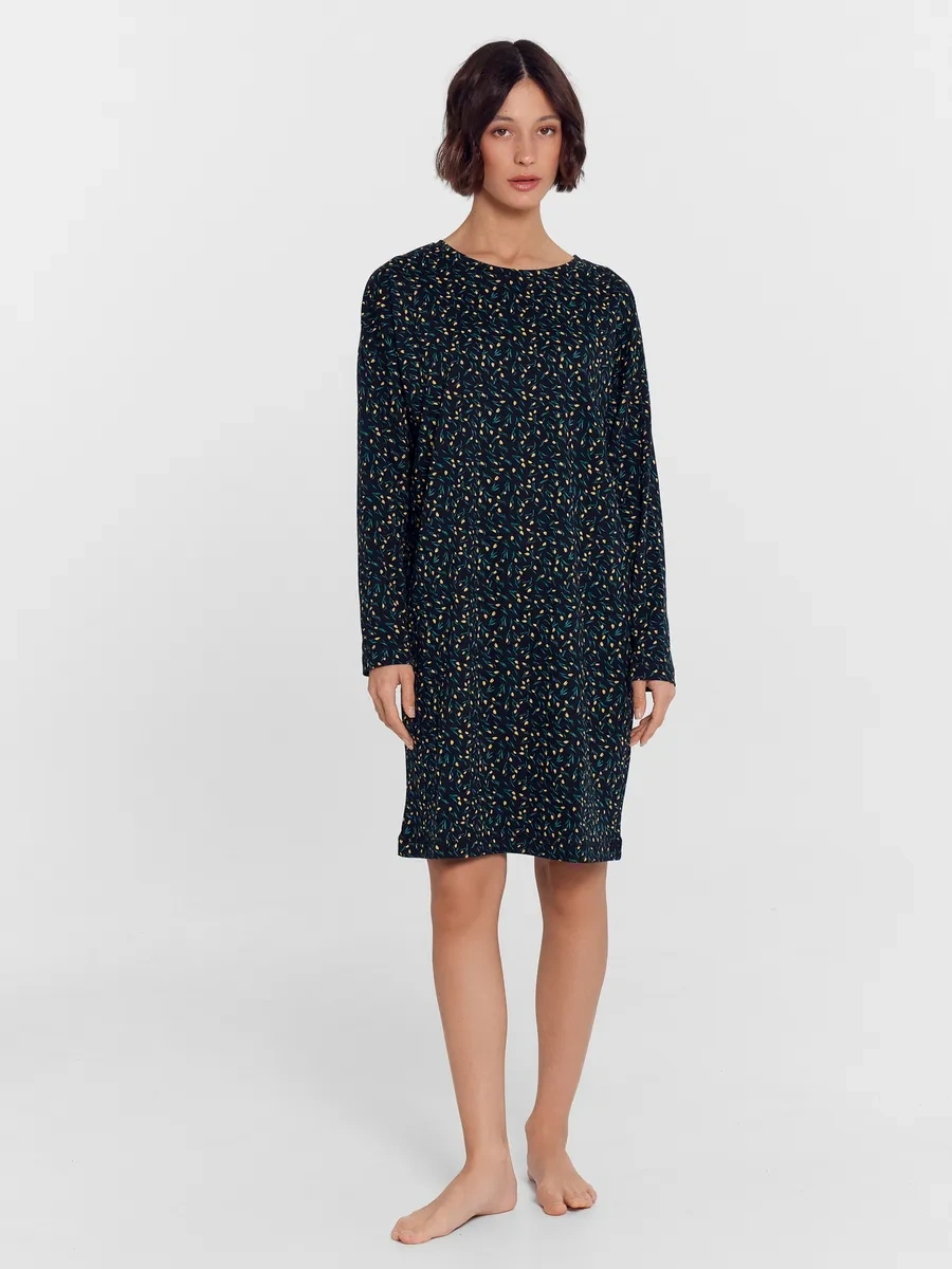 Mark Formelle Büyük Beden Pamuklu Uzun Kollu Gecelik 266686084 Siyah