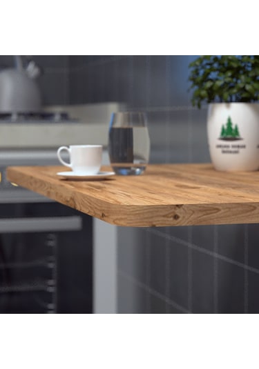 90cm x 60 cm Ahşap Çam Desenli MDF Oval Köşeli Duvara Monte Masa