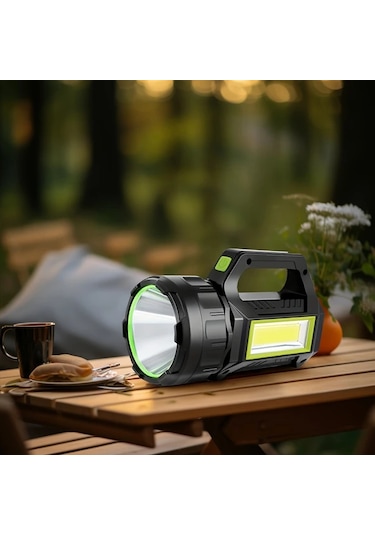 Xuweiwei 1 Adet El Feneri Süper Parlak Güneş Enerjili 7 Modlu Cob Yan Aydınlatmalı Taşınabilir Kamp Lambası Açık Hava Seyahat Acil Durum Bakır - Siyah