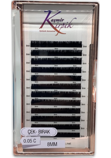 Kaşmir Kirpik Çek - Bırak 0.05 C Kıvrım Tek Boy Kirpik 8 MM