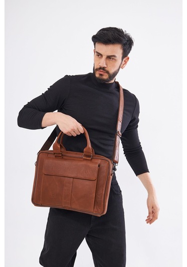 Derinss Dub3099 Hakiki Deri Camel Laptop Ve Evrak Çantası 001