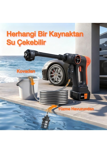 Kraft Hart Çift Akülü Şarjlı Yüksek Basınçlı Oto Yıkama Makinesi