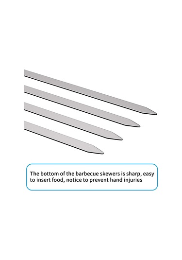12 Adet Paslanmaz Çelik Kebap, Tekrar Kullanılabilir Kebap Çubukları, Kamp Ateşi Veya Izgara Tavası İçin 50 Cm Kebap