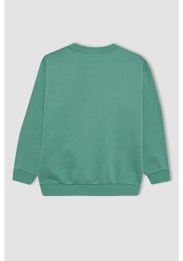 DeFacto Erkek Çocuk Bisiklet Yaka Baskılı Sweatshirt B7822A8NSGN86 Yeşil