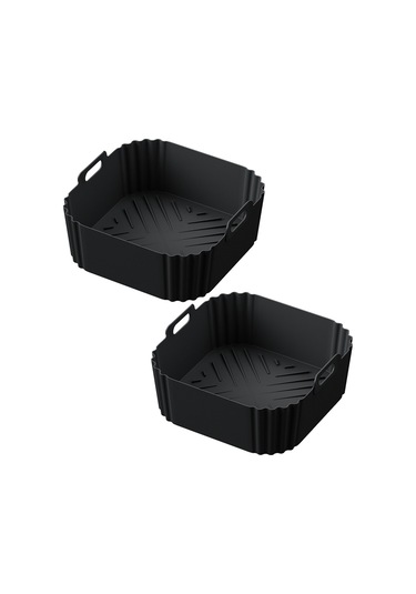 Ninja Air Fryer Liner'ları İçin 2 Adet Air Fryer Liner'ları Yeniden Kullanılabilir Sepet B Siyah