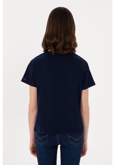 U.S. Polo Assn. Kadın Lacivert Bisiklet Yaka Tişört 50308639-VR033