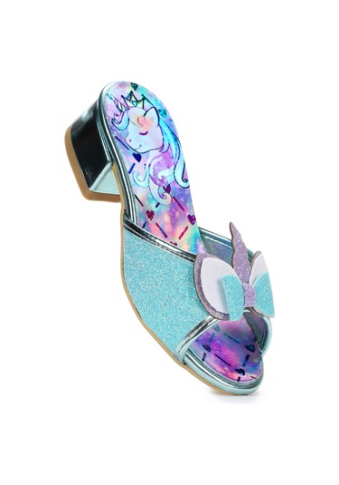 Kiko Kids Unicorn Kız Çocuk Topuklu Simli Abiye Terlik Su Yeşili Su Yeşili