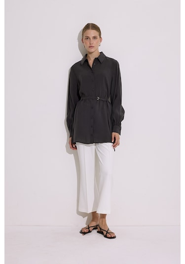 Modal Kemerli Gömlek Antrasit Antrasit