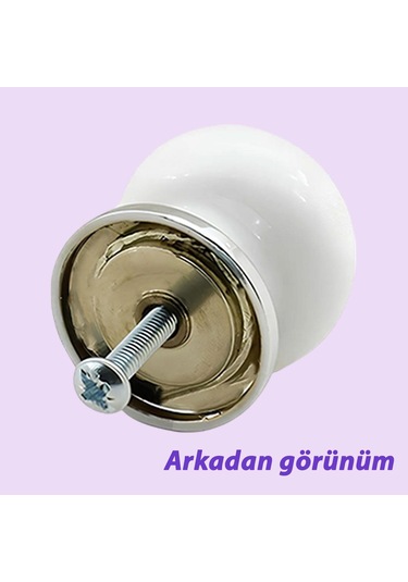Defne Altın Çizgili Beyaz Polimer Düğme Kulp Krom Tablalı Mobilya Mutfak Dolabı Çekmece Kulbu Kulpları