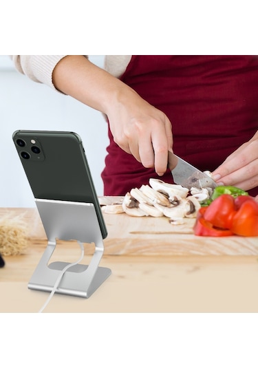 Cbtx Ahastyle St02 Alüminyum Alaşımlı Telefon Tutucu Şarj Standı Masaüstü Cep Telefonu Braketi - Gümüş