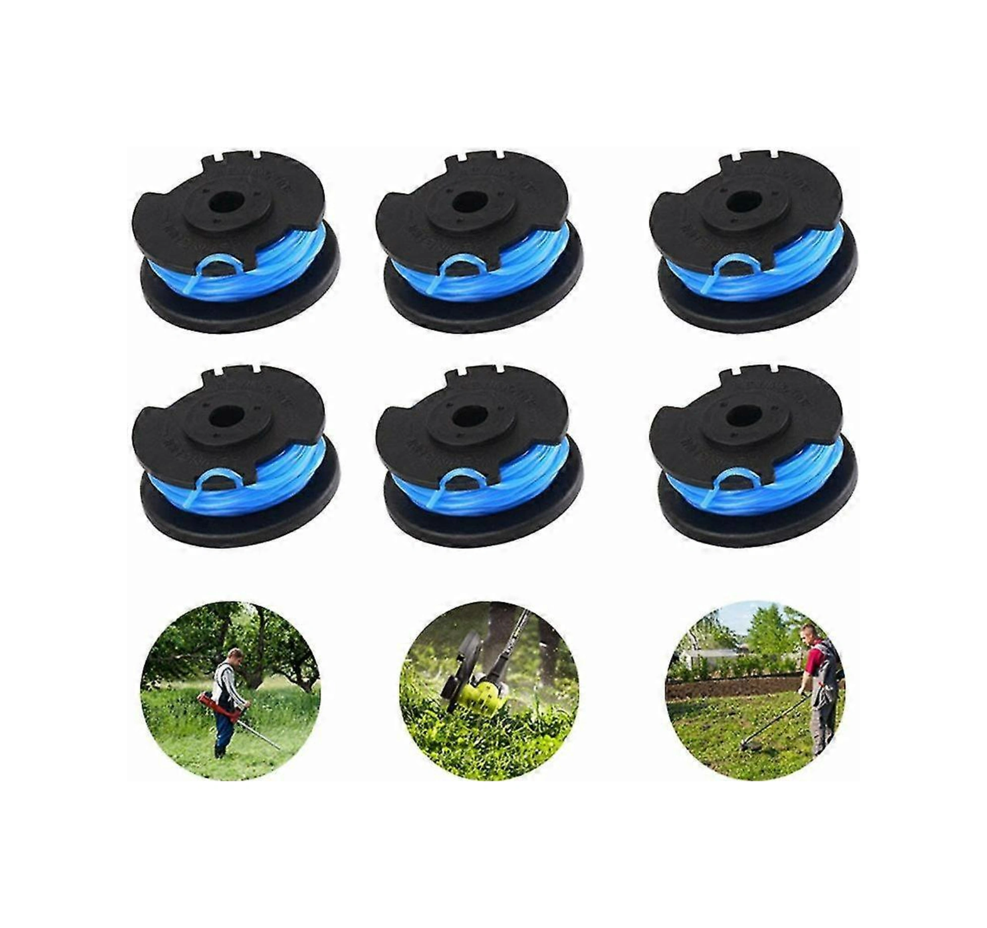 Yuntech01 Ryobi Ac14rl3a Elektrikli Bıçak Makinesi İçin 6 Adet Değişim Bobin Seti - 3.3m X 1.65mm Nilon Teli, Otomatik Besleme, 18v/24v/40v Uyumlu