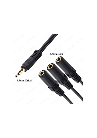 3.5mm 1 Giriş 3 Çıkış Çoklayıcı 5+1 Ses Sistemi Bağlantı Kablosu