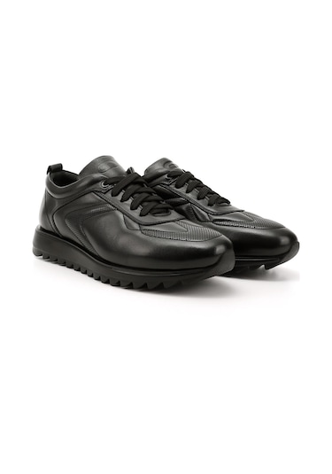 Gönderi(R) Erkek Siyah Hakiki Deri Bağcıklı Sneaker Ddma35431118 Siyah