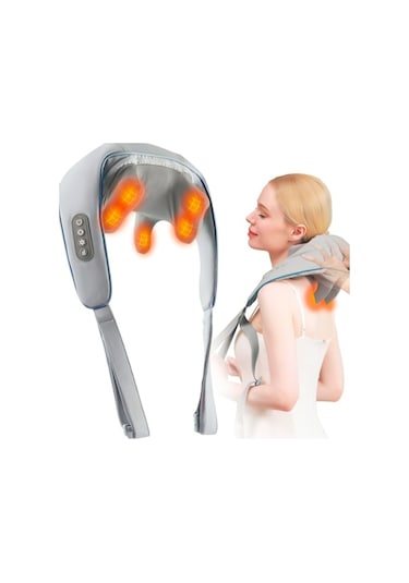 6d El Hissiyatlı Yoğurmalı Isıtmalı Kas Ağrısı Giderici Omuz Ve Boyun İçin Şarjlı Masaj Aleti Gri